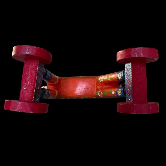 Vintage Large Folk Art Hand-Carved and Hand Painted Wooden Horse on Wheels 13.5H - Picture 11 of 15
